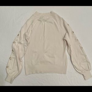 New York & Company 7th Avenue cotton top with gold zippers and accents